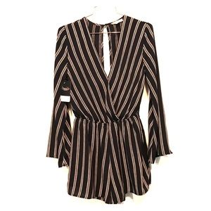 NWT Illa Illa Navy Bell Sleeve Open Back Romper